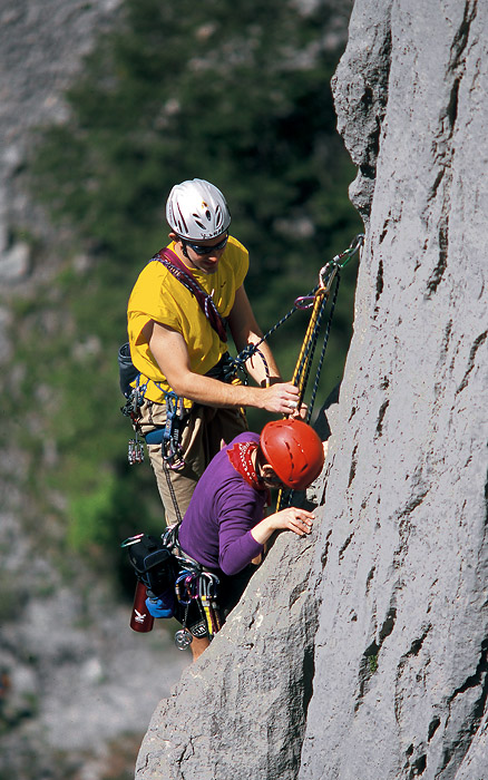 Rock climbing on Anica Kuk in Paklenica National Park